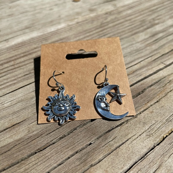 Hanging Star and Moon Earrings - Picture 1 of 5